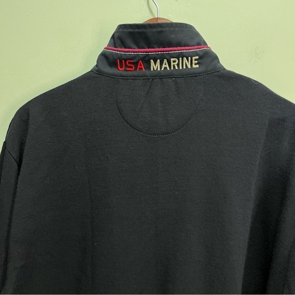 Usa Marine Navy Blue Wool Zip Up Sweater - Picture 3 of 7